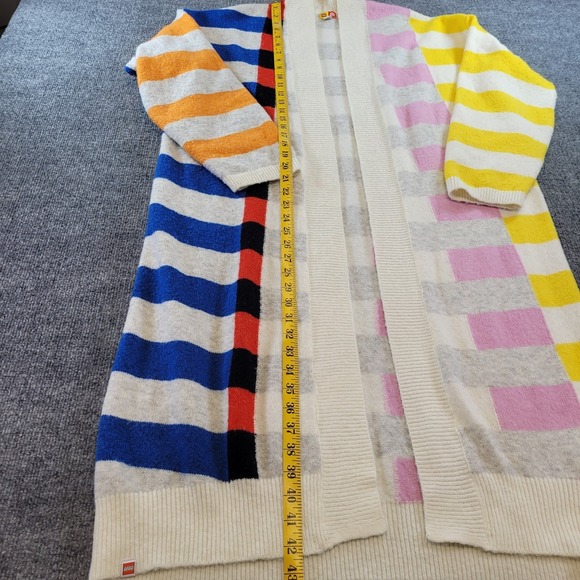 Lego X Target Brick Color Block Knit Striped Long Cardigan Sweater Womens Large - Picture 6 of 7